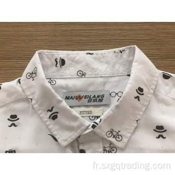 Chemise imprimée à manches courtes et col montant pour homme